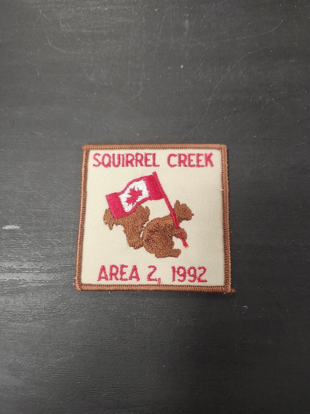 1992 Squirrel Creek Area 2 Scout Patch Canada Maple Leaf Flag Vintage Retro